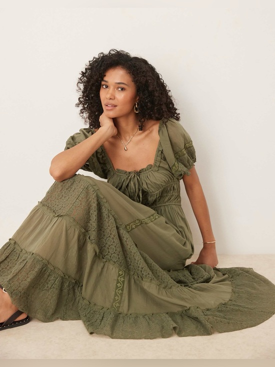 Free People Dresses & Skirts - Free People Falling Sun Midi Dress in Crystal Kelp Green